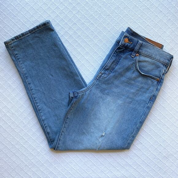 J.Crew Classic Straight Jeans High Rise Organic Cotton Distressed Blue Denim 27 - Picture 5 of 9